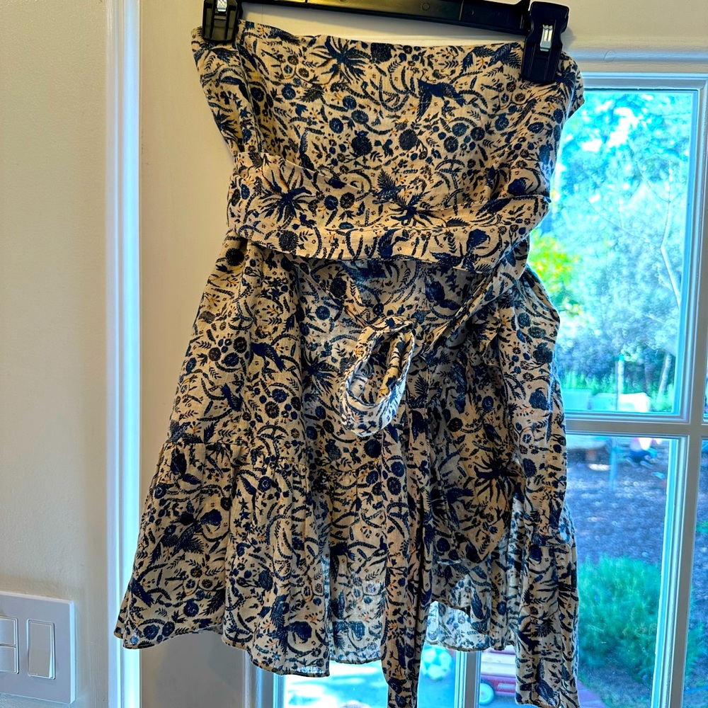 Isabel Marant Navy and Cream Floral Mini Skirt
